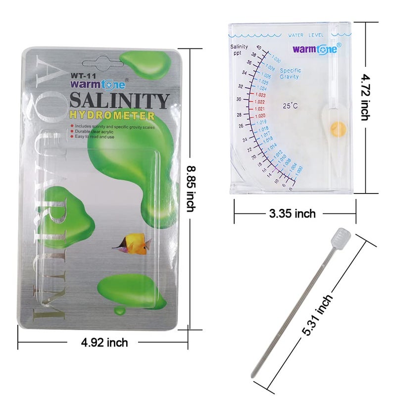 Abnaok Salinity Tester, Sea Specific Gravity Test for Fish Tank Pond Water Saltwater Freshwater, Accurate Automatic Hydrometer - Image 2